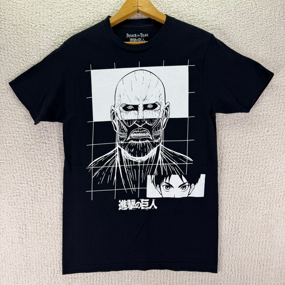 Attack on Titan Graphic Print Anime Manga‎ T-Shirt Black Men's Size S
